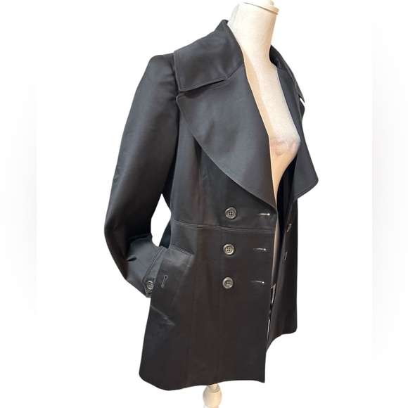 Burberry London Authenticated Black Cotton Blend Womens Pea Coat Size 8 - Picture 5 of 16